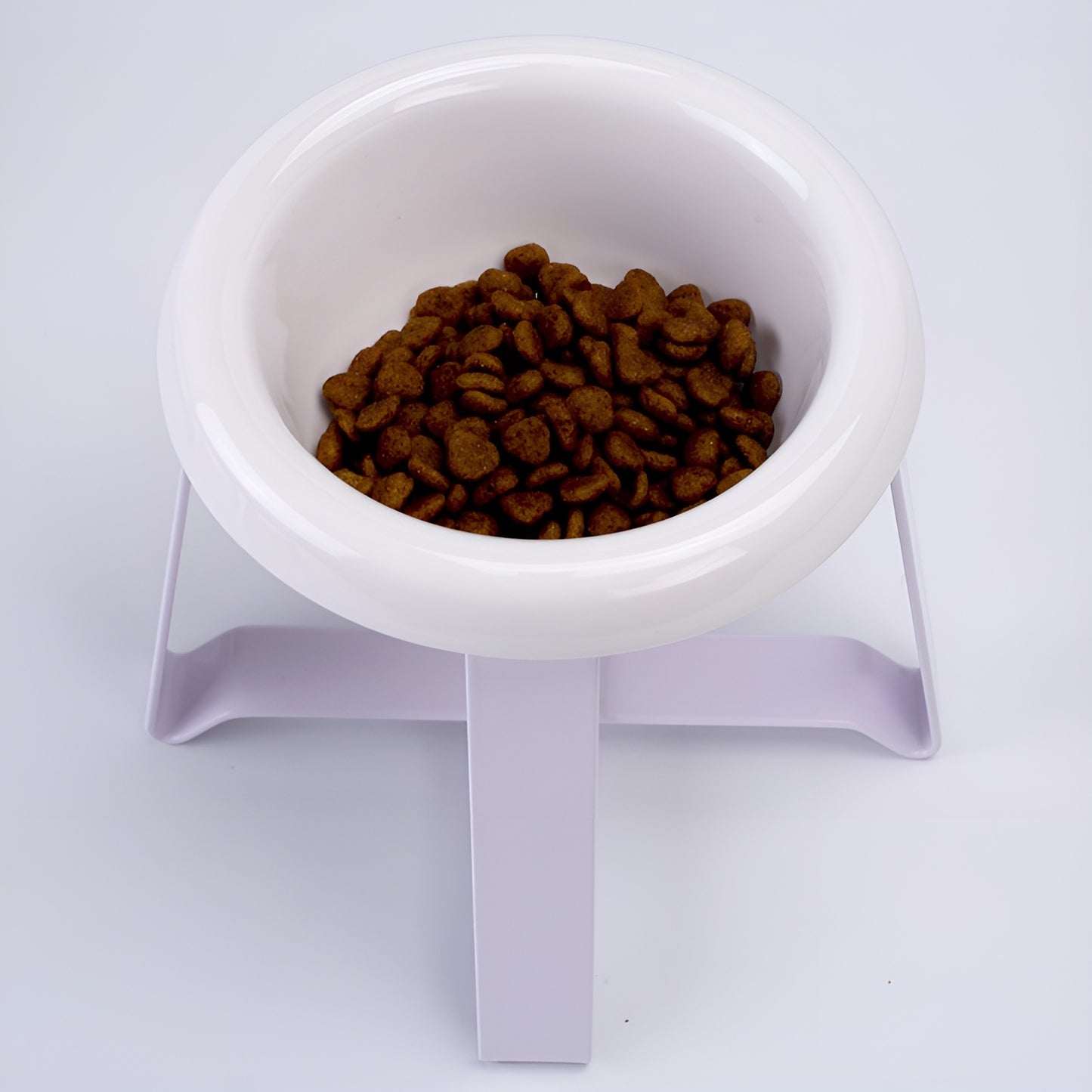 Elevated Ceramic Pet Feeding Bowl with Metal Stand