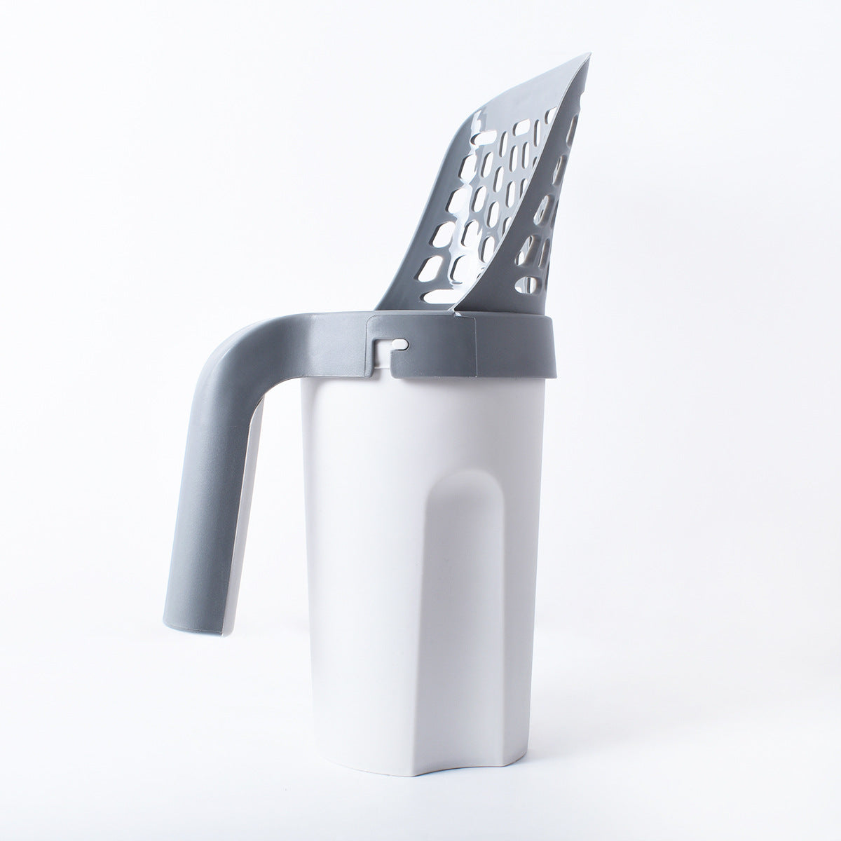 Cat litter scoop with built in waste storage container and handle